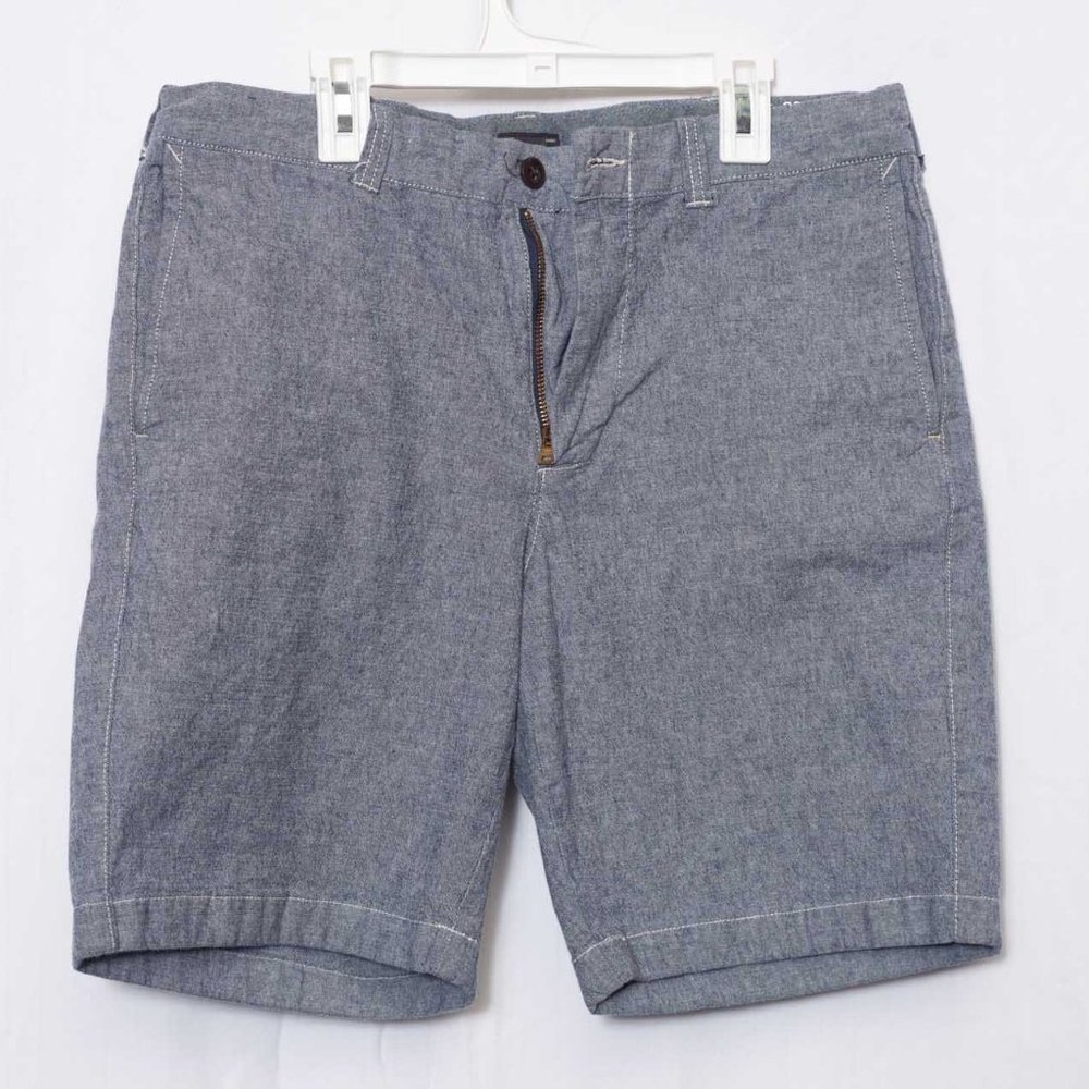 J. Crew Flat Front Blue Chambray Men's Shorts Size 33